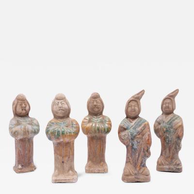 Set of Five Sancai Female Attendant Figures