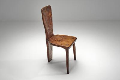 Set of Five Solid Plank Back Dining Chairs Europe Mid 20th Century