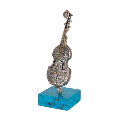 Set of Five Spanish Turquoise and Silver Miniature Musical Instruments