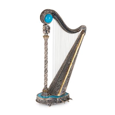 Set of Five Spanish Turquoise and Silver Miniature Musical Instruments