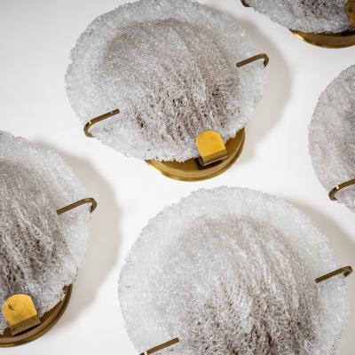 Set of Five Wall Lights with Glass Shades Italy Mid 20th Century