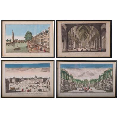 Set of Four 18th Century French Hand Colored Lithographs