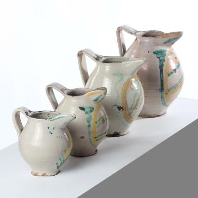 Set of Four 18th c Italian Majolica Jugs from Sicily