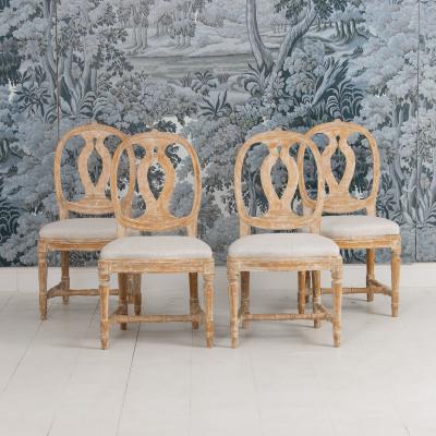 Set of Four 18th c Swedish Gustavian Model Chairs in Original Paint