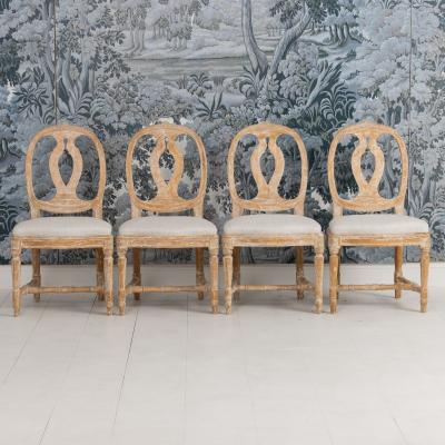 Set of Four 18th c Swedish Gustavian Model Chairs in Original Paint