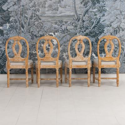 Set of Four 18th c Swedish Gustavian Model Chairs in Original Paint