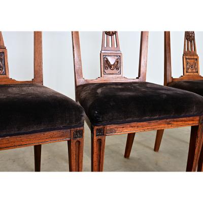 Set of Four 19th Century Dutch Hand carved Oak Dining Chairs