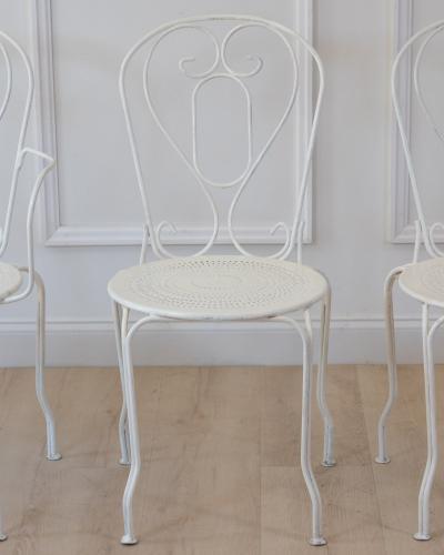 Set of Four 19th Century French Wrought Iron Garden Chairs
