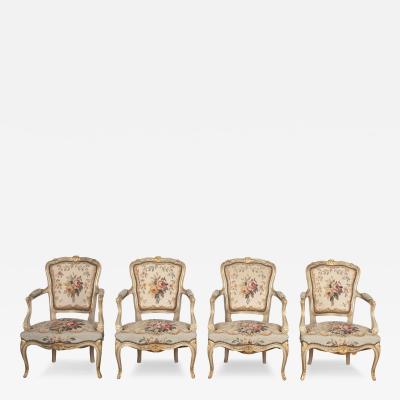 Set of Four 19th Century Louis XV Style Fauteuils