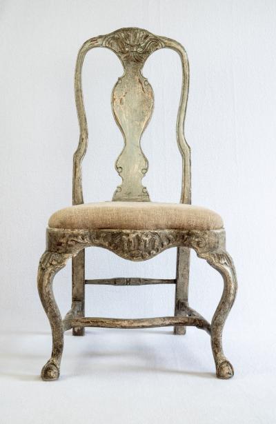 Set of Four 19th Century Swedish Rococo Revival Side Chairs
