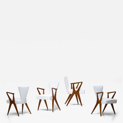 Set of Four Armchairs Italy 1950s