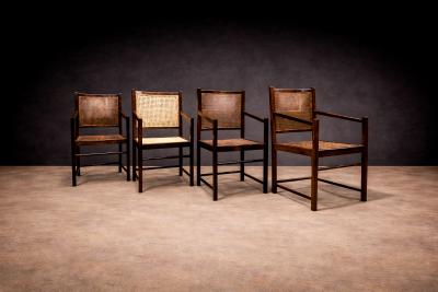 Set of Four Armchairs in Rosewood Caning Unknown 1960s
