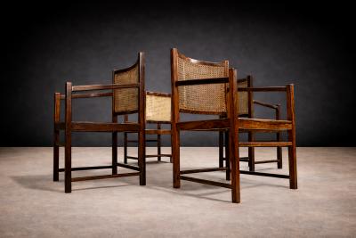Set of Four Armchairs in Rosewood Caning Unknown 1960s
