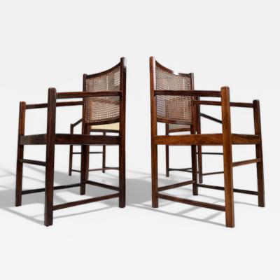 Set of Four Armchairs in Rosewood Caning Unknown 1960s