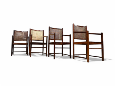 Set of Four Armchairs in Rosewood Caning Unknown 1960s Lot 79 186