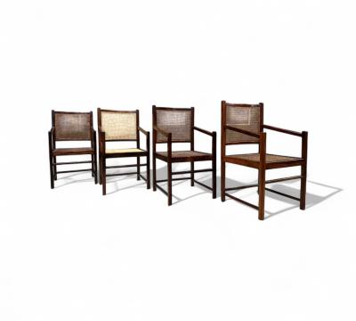 Set of Four Armchairs in Rosewood Caning Unknown 1960s Lot 79 186A