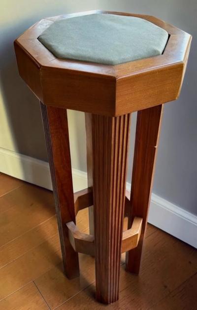 Set of Four Art Deco Bar Stools with Octagonal Inset Tops