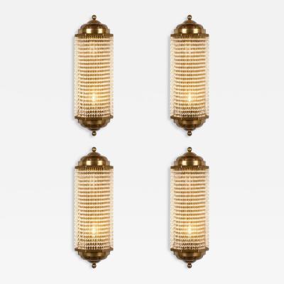 Set of Four Art Deco Style Crystal Sconces
