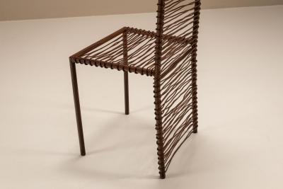 Set of Four Artisanal French Iron Highback Chairs 1980s