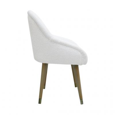 Set of Four Beechwood Brass and Boucl Chairs