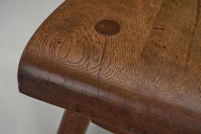 Set of Four Belgian Brutalist Chairs in Heavy Oak Belgium 1970s