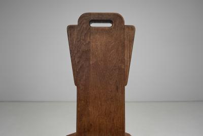 Set of Four Belgian Brutalist Chairs in Heavy Oak Belgium 1970s