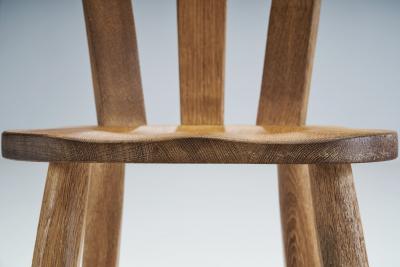 Set of Four Belgian Brutalist Oak Dining Chairs Belgium 1970s