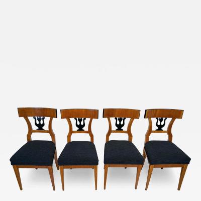 Set of Four Biedermeier Chairs Cherry Veneer South Germany circa 1830