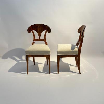 Set of Four Biedermeier Shovel Chairs Walnut Ink Austria circa 1830