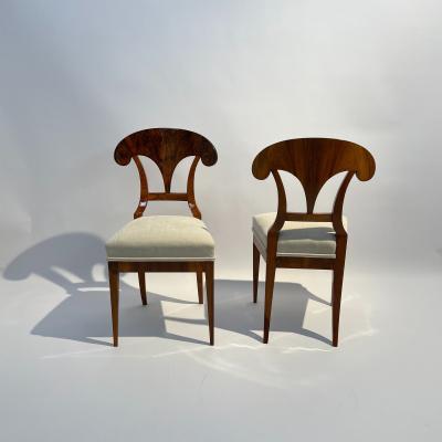 Set of Four Biedermeier Shovel Chairs Walnut Ink Austria circa 1830