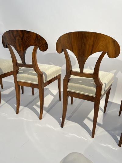 Set of Four Biedermeier Shovel Chairs Walnut Ink Austria circa 1830