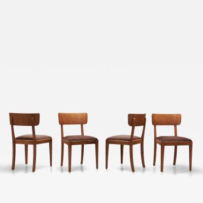 Set of Four Birch Dining Chairs Sweden 1940s