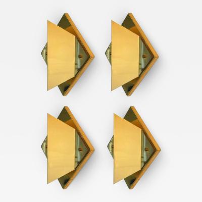 Set of Four Brass Diamond Shaped Wall Lights