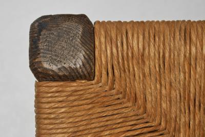 Set of Four Brutalist Dining Chairs with Rope Seats Europe ca 1960s