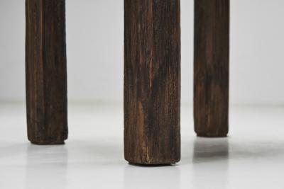 Set of Four Brutalist Dining Chairs with Rope Seats Europe ca 1960s