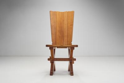 Set of Four Brutalist Oak Dining Chairs Europe 20th Century