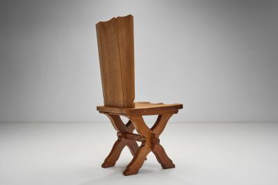 Set of Four Brutalist Oak Dining Chairs Europe 20th Century