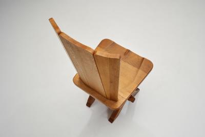 Set of Four Brutalist Oak Dining Chairs Europe 20th Century