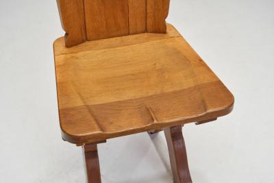 Set of Four Brutalist Oak Dining Chairs Europe 20th Century