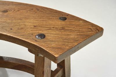 Set of Four Brutalist Wooden Benches France 1960s