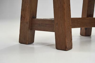 Set of Four Brutalist Wooden Benches France 1960s