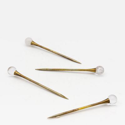 Set of Four Crystal and Gold Cocktail Stirrers or Picks