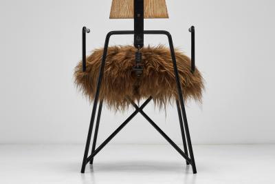 Set of Four Dining Chairs with Sheepskin Seats by Rach Finazzi Italy 1980s