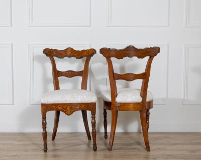 Set of Four Early 19th Century Charles X Inlaid Chairs