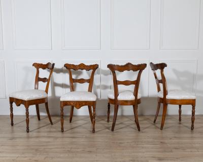 Set of Four Early 19th Century Charles X Inlaid Chairs