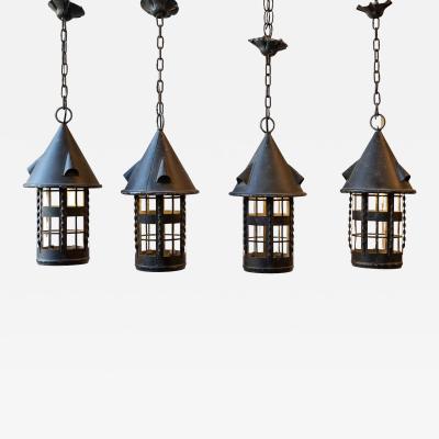 Set of Four Early 20th Century French Iron Lanterns