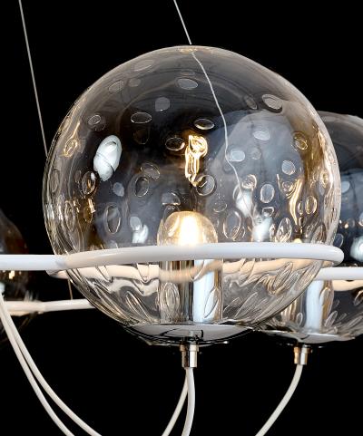 Set of Four Eight Branch 1960s Chandeliers with Blown Glass Globes