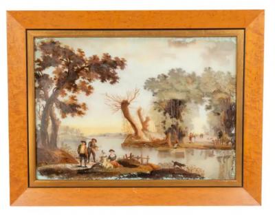 Set of Four Eighteenth Century Dutch Reverse Paintings on Glass
