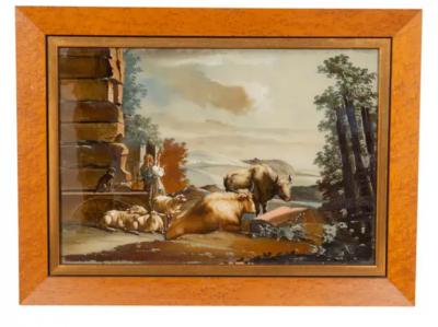 Set of Four Eighteenth Century Dutch Reverse Paintings on Glass