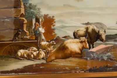 Set of Four Eighteenth Century Dutch Reverse Paintings on Glass